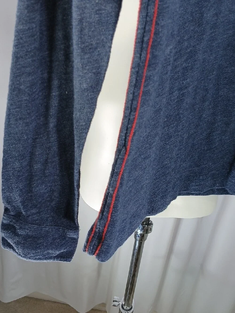 Banana Republic Men's Denim-Trim Navy Henley Long Sleeve Xtra small